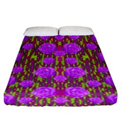 Roses Dancing On A Tulip Field Of Festive Colors Fitted Sheet (king Size) by pepitasart