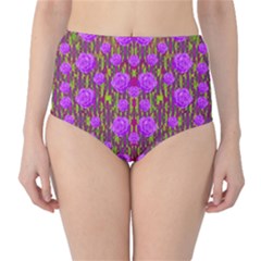 Roses Dancing On A Tulip Field Of Festive Colors High-waist Bikini Bottoms by pepitasart