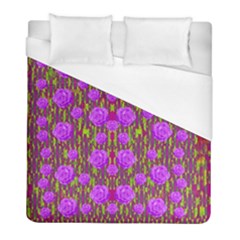 Roses Dancing On A Tulip Field Of Festive Colors Duvet Cover (full/ Double Size) by pepitasart