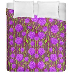 Roses Dancing On A Tulip Field Of Festive Colors Duvet Cover Double Side (california King Size) by pepitasart