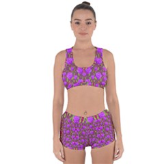 Roses Dancing On A Tulip Field Of Festive Colors Racerback Boyleg Bikini Set by pepitasart