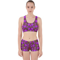 Roses Dancing On A Tulip Field Of Festive Colors Work It Out Sports Bra Set by pepitasart