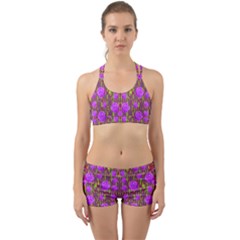 Roses Dancing On A Tulip Field Of Festive Colors Back Web Sports Bra Set