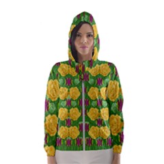 Roses Dancing On  Tulip Fields Forever Hooded Wind Breaker (women) by pepitasart