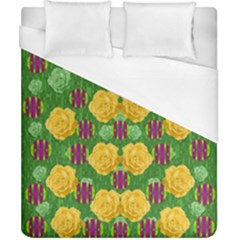 Roses Dancing On  Tulip Fields Forever Duvet Cover (california King Size) by pepitasart