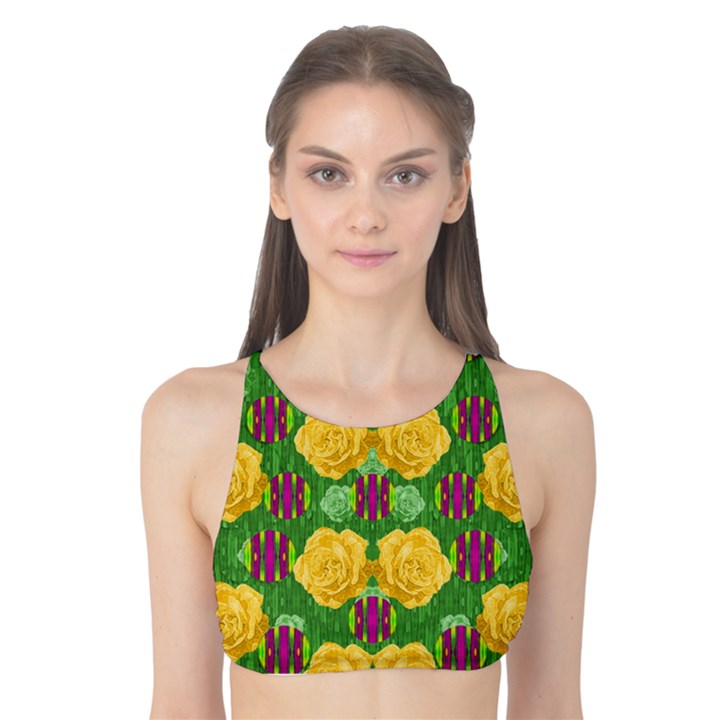 Roses Dancing On  Tulip Fields Forever Tank Bikini Top