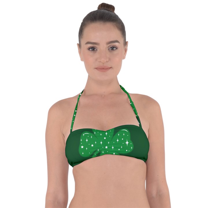 Sparkly Clover Halter Bandeau Bikini Top