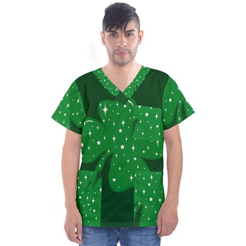 Sparkly Clover Men s V-neck Scrub Top by Valentinaart