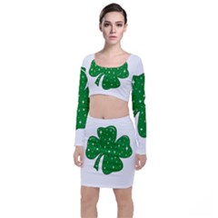 Sparkly Clover Long Sleeve Crop Top & Bodycon Skirt Set by Valentinaart