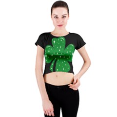 Sparkly Clover Crew Neck Crop Top by Valentinaart