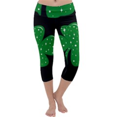 Sparkly Clover Capri Yoga Leggings by Valentinaart