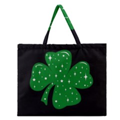 Sparkly Clover Zipper Large Tote Bag by Valentinaart