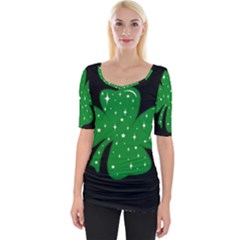 Sparkly Clover Wide Neckline Tee