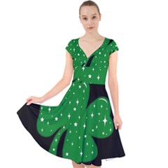 Sparkly Clover Cap Sleeve Front Wrap Midi Dress by Valentinaart