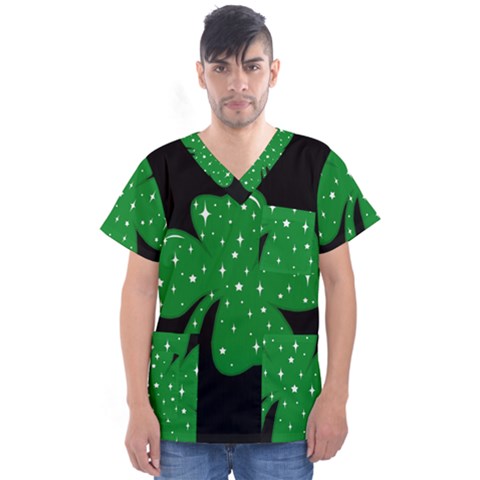 Sparkly Clover Men s V-neck Scrub Top by Valentinaart