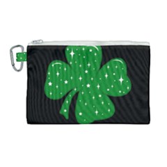 Sparkly Clover Canvas Cosmetic Bag (large) by Valentinaart