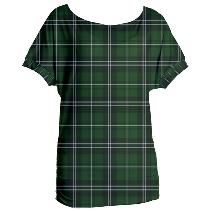 Green Plaid Pattern Women s Oversized Tee