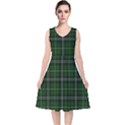 Green Plaid Pattern V-Neck Midi Sleeveless Dress  View1