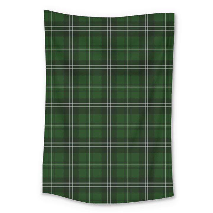 Green Plaid Pattern Large Tapestry