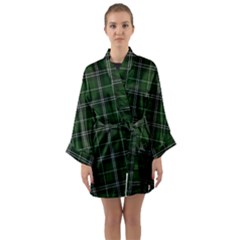 Green Plaid Pattern Long Sleeve Kimono Robe by Valentinaart