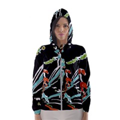 Multicolor Abstract Design Hooded Wind Breaker (women) by dflcprints