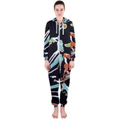 Multicolor Abstract Design Hooded Jumpsuit (ladies)  by dflcprints