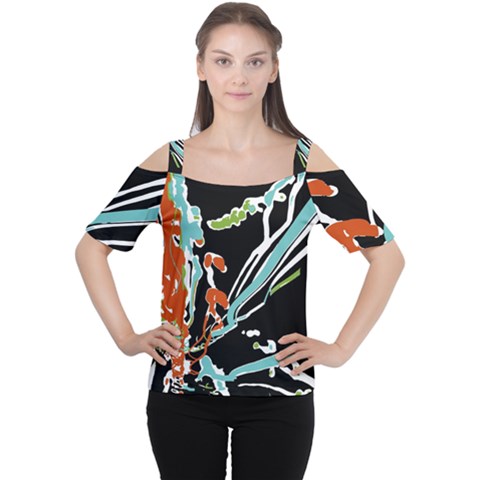 Multicolor Abstract Design Cutout Shoulder Tee by dflcprints