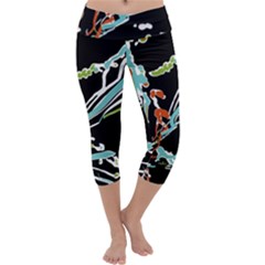 Multicolor Abstract Design Capri Yoga Leggings by dflcprints