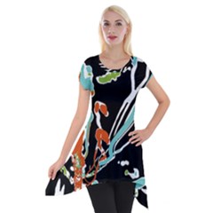 Multicolor Abstract Design Short Sleeve Side Drop Tunic by dflcprints