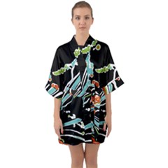 Multicolor Abstract Design Quarter Sleeve Kimono Robe by dflcprints