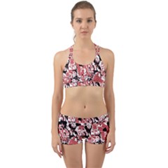 Textured Floral Collage Back Web Sports Bra Set by dflcprints