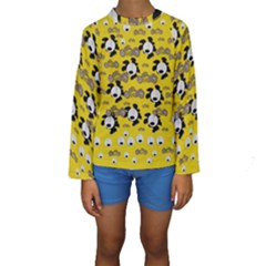 Bikers Out Singing In Spring Time Kids  Long Sleeve Swimwear by pepitasart