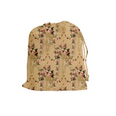 Vintage Floral Pattern Drawstring Pouches (large)  by paulaoliveiradesign