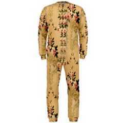 Vintage Floral Pattern Onepiece Jumpsuit (men)  by paulaoliveiradesign