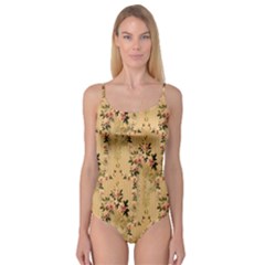 Vintage Floral Pattern Camisole Leotard 