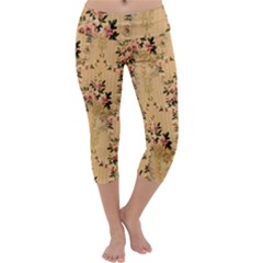 Vintage Floral Pattern Capri Yoga Leggings