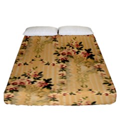 Vintage Floral Pattern Fitted Sheet (king Size) by paulaoliveiradesign