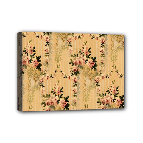 Vintage Floral Pattern Mini Canvas 7  X 5  by paulaoliveiradesign