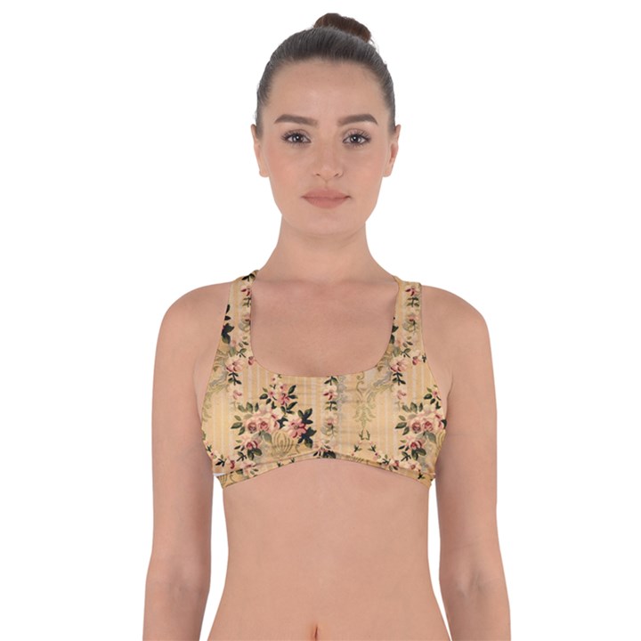 Vintage Floral Pattern Got No Strings Sports Bra