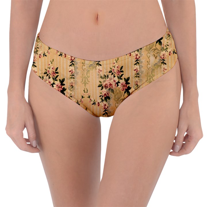 Vintage Floral Pattern Reversible Classic Bikini Bottoms