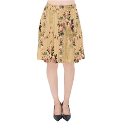 Vintage Floral Pattern Velvet High Waist Skirt