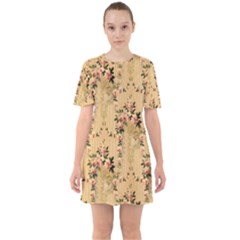 Vintage Floral Pattern Sixties Short Sleeve Mini Dress