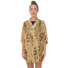 Vintage Floral Pattern Half Sleeve Chiffon Kimono