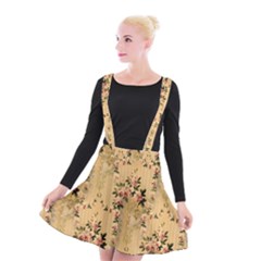 Vintage Floral Pattern Suspender Skater Skirt