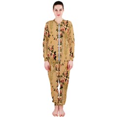 Vintage Floral Pattern Onepiece Jumpsuit (ladies)  by paulaoliveiradesign