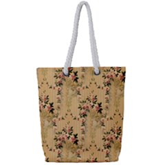 Vintage Floral Pattern Full Print Rope Handle Tote (small)