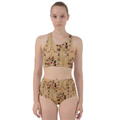 Vintage Floral Pattern Racer Back Bikini Set