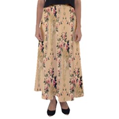 Vintage Floral Pattern Flared Maxi Skirt