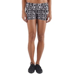 Dark Camo Style Design Yoga Shorts by dflcprints