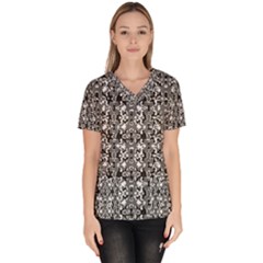 Dark Camo Style Design Scrub Top